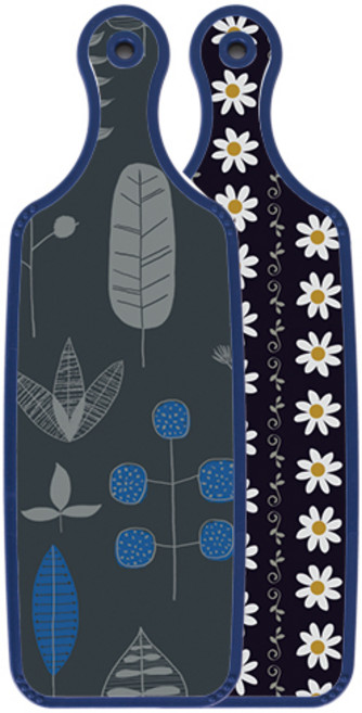 로엠디자인 블루에디션 양면 서빙도마 보드 클래식플라워, 감색나무라인, 1개