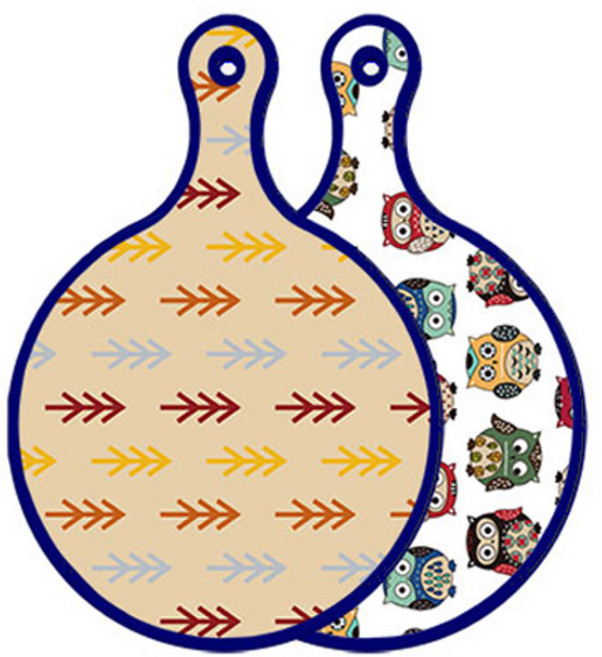 Roem Design Blue Edition 雙面設計圓形砧板 松木色, 可愛貓頭鷹, 1個