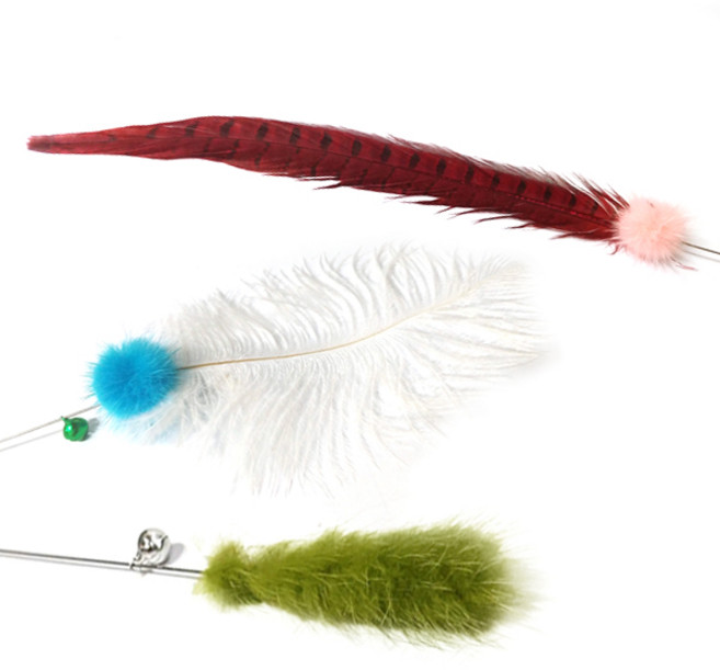 힐링타임 반려묘 깃털 스틱 3종 세트, 랜덤 발송, 1세트