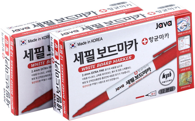 자바펜 세필 보드마카, 빨강, 24개