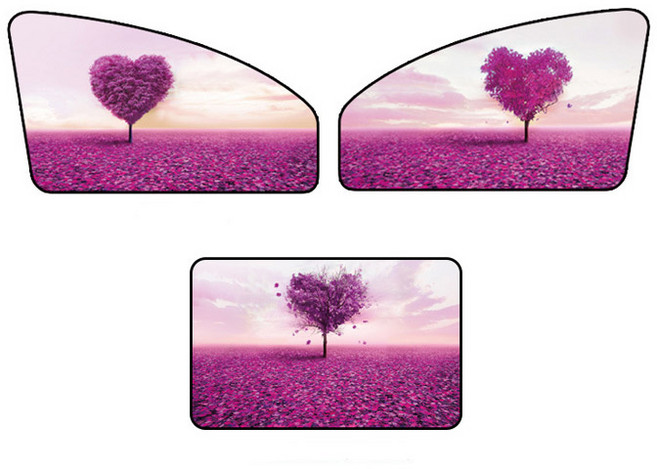 앤티스 차량용 차폐식 햇빛가리개 운전석 + 보조석 + 뒷자석, 하트라벤더, 1세트