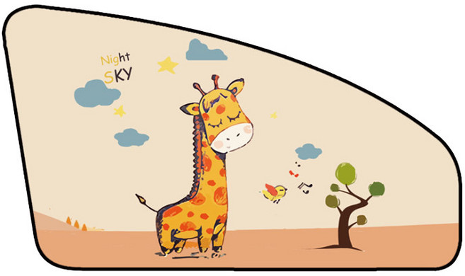 앤티스 차량용 차폐식 햇빛가리개 운전석, 잠자는 기린, 1개