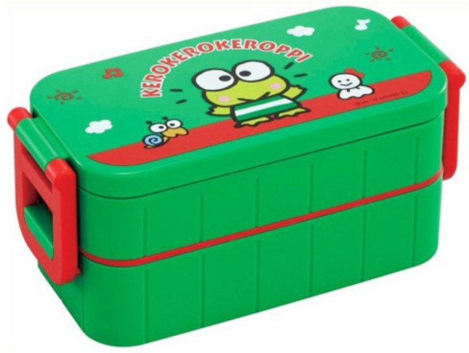 케로케로케로피 스케이터 2단 도시락 + 젓가락, 혼합 색상, 1개
