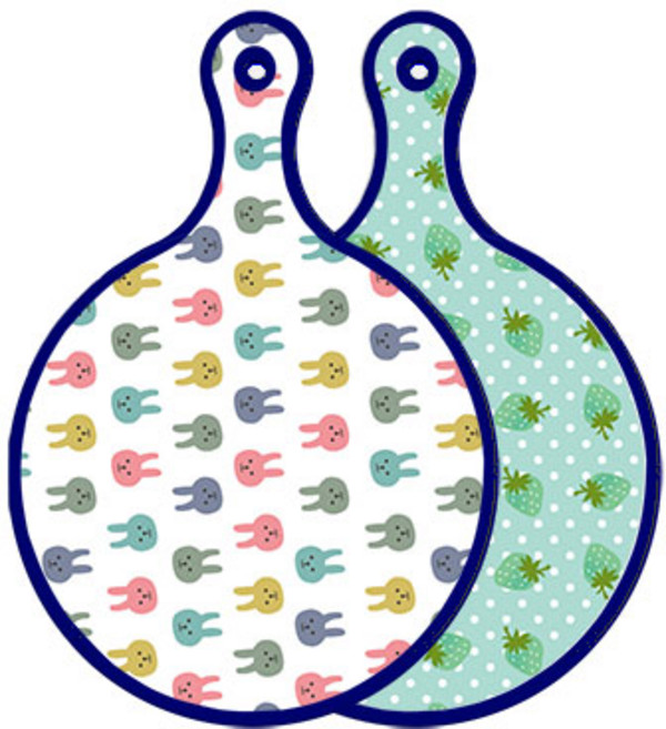 로엠디자인 블루에디션 양면 원형 서빙도마보드 토끼, 옥색딸기, 1개