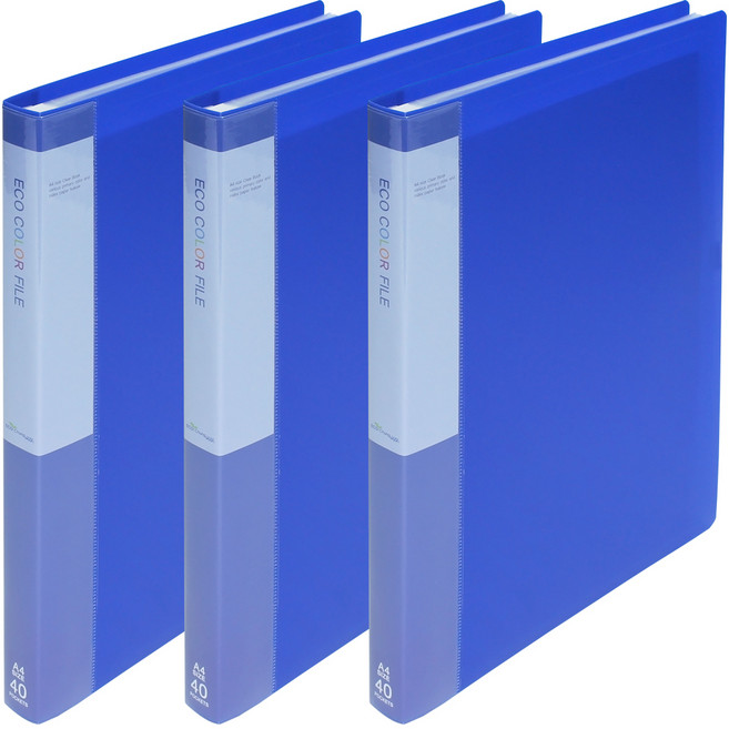 에코청운 PP 클리어화일 A4 40매, 파랑, 3개