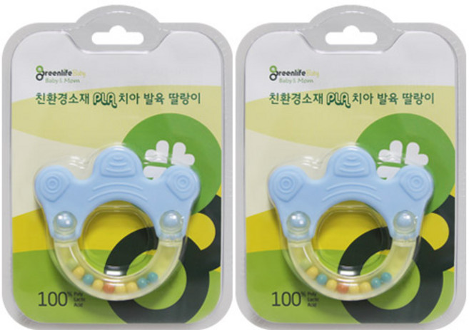 그린라이프 왕관딸랑이겸치발기 2개, 혼합 색상