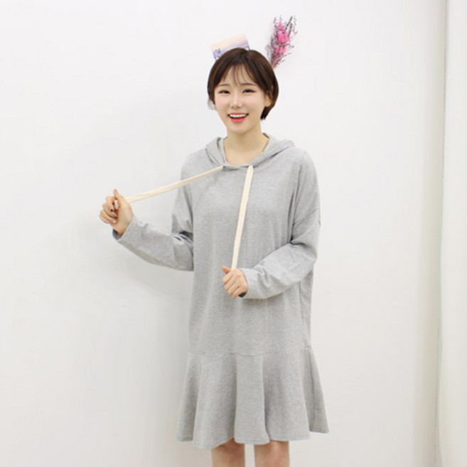 팡팡샵 T 긴 후드플레어수유 원피스