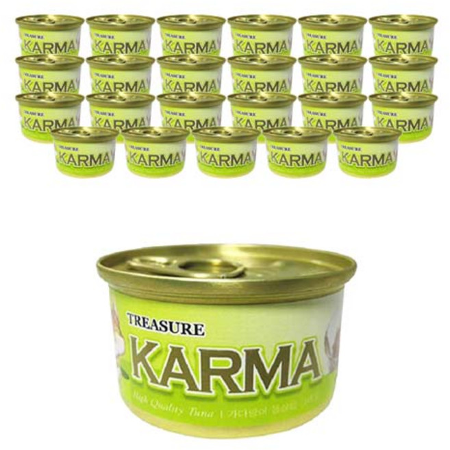 카르마 고양이 원형 캔, 가다랑어 + 라이스, 80g, 24개