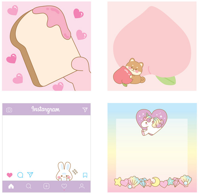 크리스탈팬시 정사각떡메 뜯어 쓰는 메모지 4종, 혼합 색상, 1세트