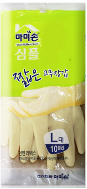 마미손 심플 짧은 고무장갑 미색 대 10개입, 미색 L, 대(L), 1개
