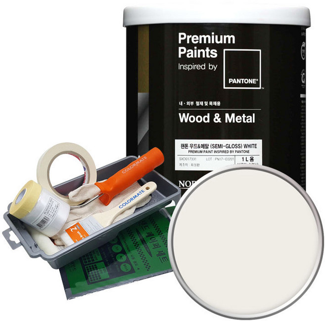 노루페인트 팬톤 우드 앤 메탈 반광 세트, 11-0602SnowWhite, 1L, 1개