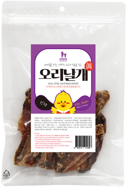 웁스 강아지 수제간식, 오리날개, 150g, 1개