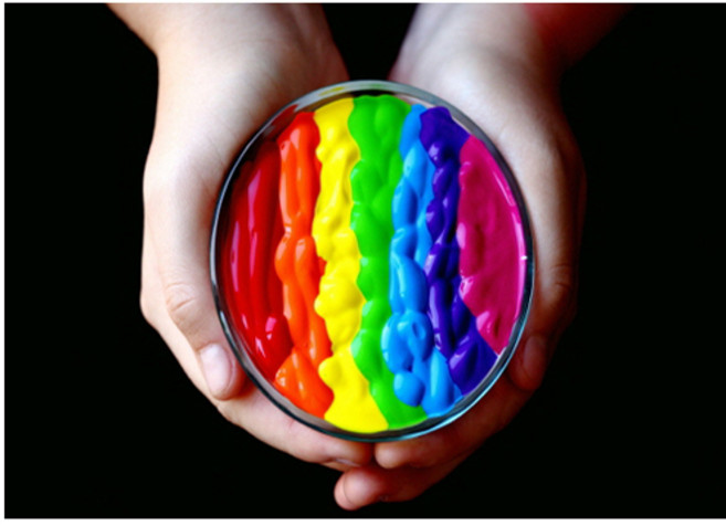 UVDS 주방 아트보드 무지개 물감이 담긴통 강화유리, 1개