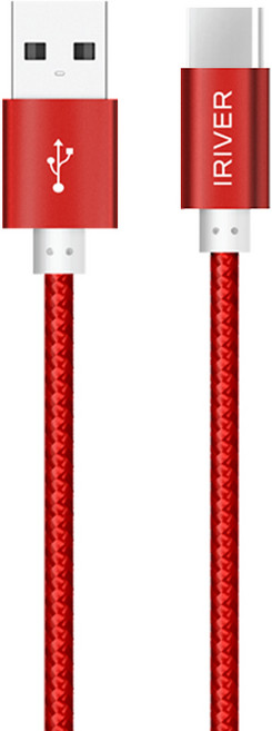 아이리버 C타입 메탈 페브릭 데이터 케이블, 3m, 레드, 1개