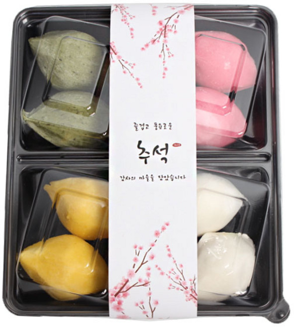 피크닉하우스 직사각 검정 4칸 나눔 용기 8p + 뚜껑 8p + 추석 매화 띠지 8p, 혼합 색상, 1세트