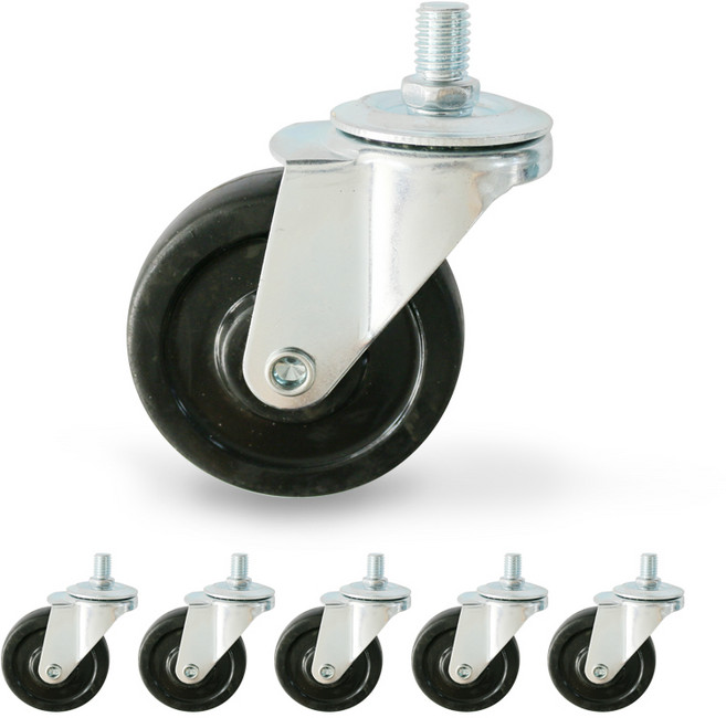 엠파이어 볼트 회전 캐스터 바퀴 F3 1인치 검정, 6개