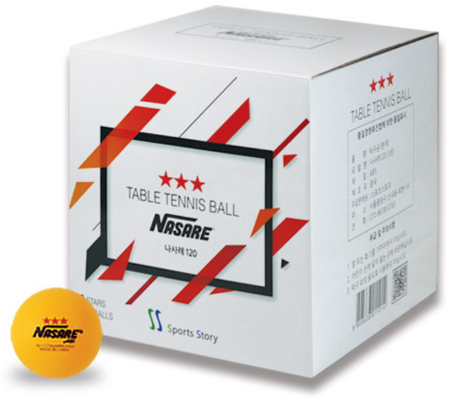 나사레 ABS 탁구공 3성, 오렌지, 120개입, 1개