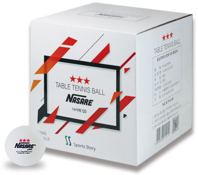 나사레 ABS 탁구공 3성, 흰색, 120개입, 1개