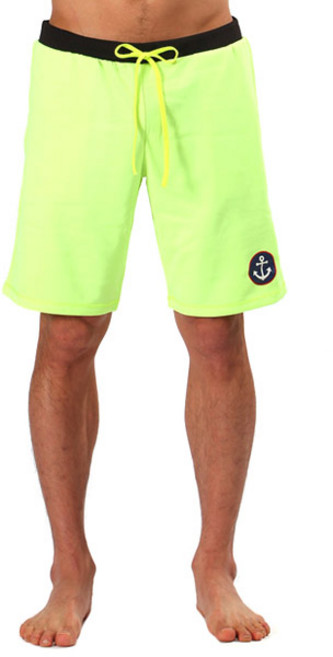 더시럽 남성용 엘바 보드 4부 비치 반바지, 네온옐로우