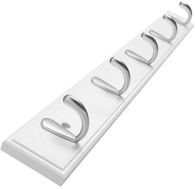 5구 대나무 벽 옷걸이, 화이트, 1개