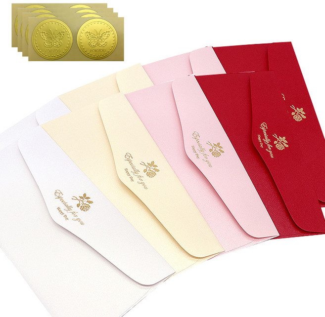 마음담아 장미펄지 봉투 8p + 스티커 8p, 혼합 색상, 1세트