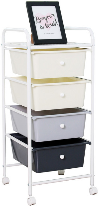 엠리빙 모던 트롤리 4단 수납장, 혼합 색상, 1세트