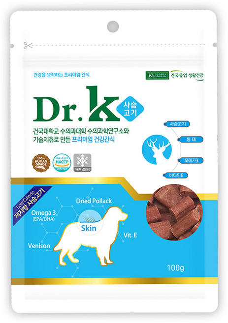 닥터케이 강아지 프리미엄 건강간식, 사슴고기, 100g, 1개