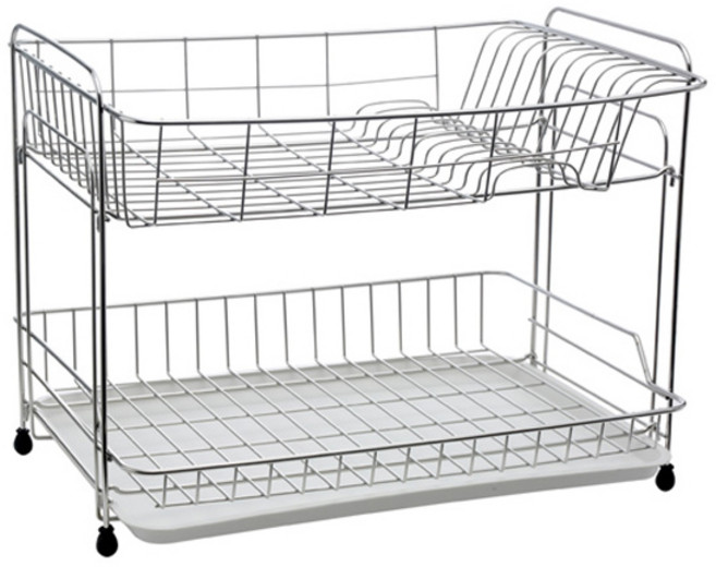 CP 와이드 식기건조대 2단, 실버 + 화이트, 1개