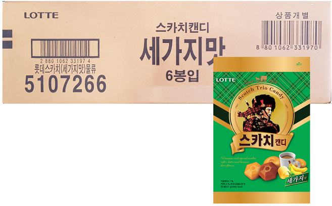 롯데웰푸드 스카치 캔디 세가지맛, 317g, 6개