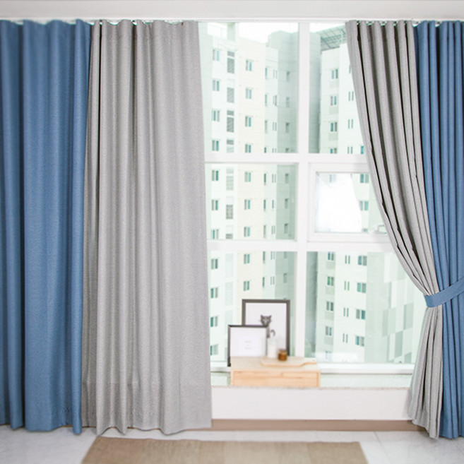 홈인홈 모노린넨 투톤 암막커튼세트