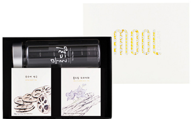 물드림 어울림 보틀 1호 차선물세트, 순수애 연근 3g(10p) + 도라지차 1.5g(14p) + 트라이탄 물병 + 쇼핑백, 1세트