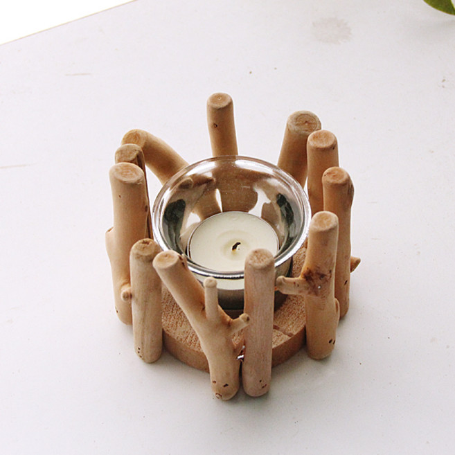 리버그린 유니크 라운드원목 캔들홀더 1홀