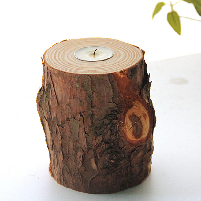 리버그린 네츄럴 원목캔들홀더 대, 혼합 색상