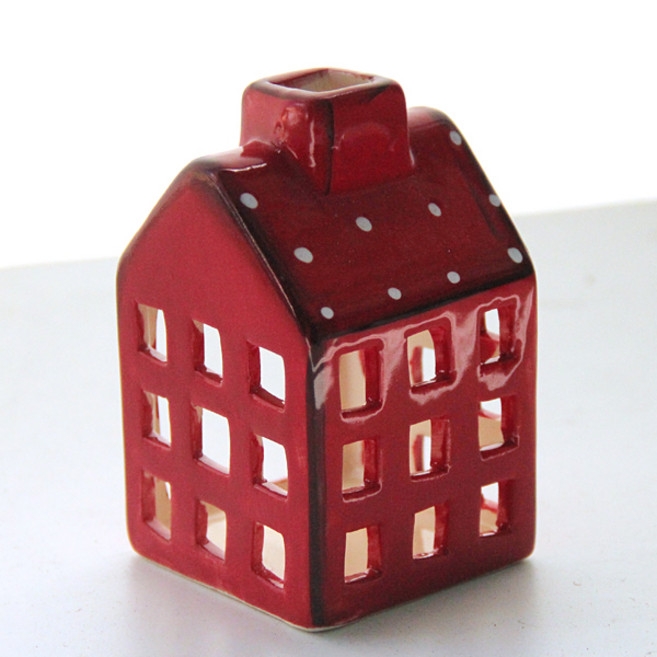 리버그린 도자기 하우스 캔들홀더, 레드
