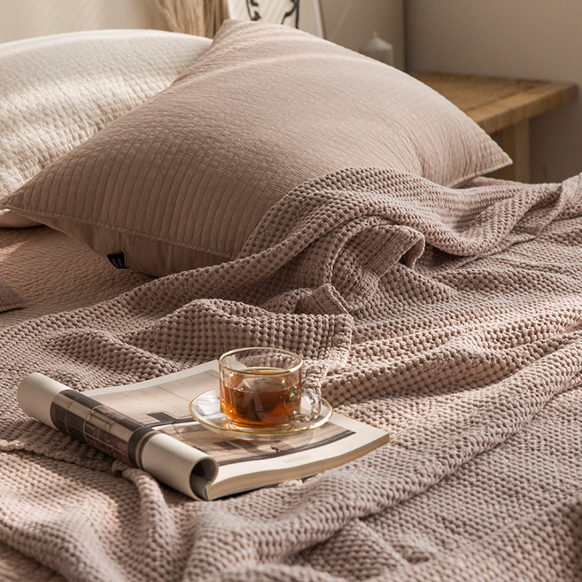 마일드 모달 와플 홑이불단품, 핑크베이지