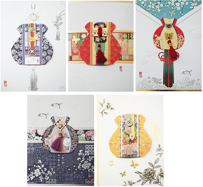 프롬앤투 감사 축하 생일 전통카드 ftt218-12345 5종 세트, 혼합 색상, 1세트