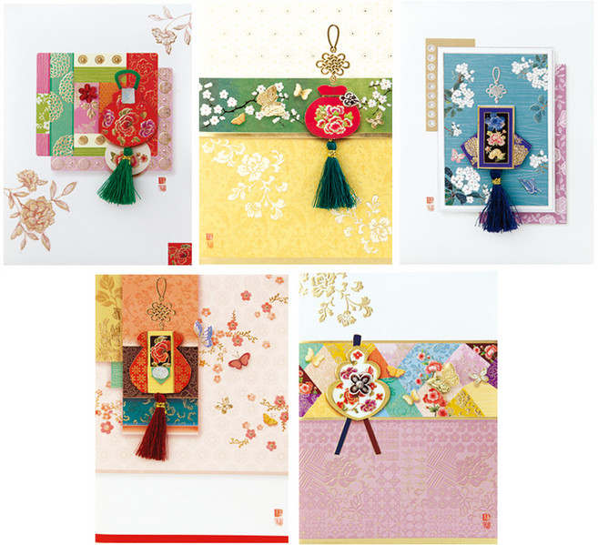 프롬앤투 감사 축하 생일 전통카드 ftt223-12345 5종 세트, 혼합 색상, 1세트