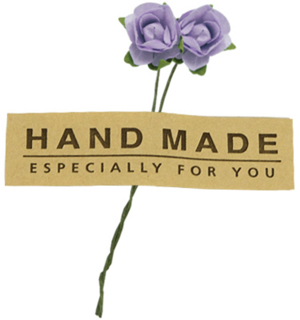 도나앤데코 선물포장 꽃데코 미니장미 72p + 사각핸드메이드 스티커 36p, 보라, 1세트