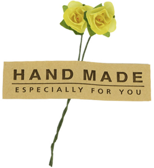 도나앤데코 선물포장 꽃데코 미니장미 72p + 사각핸드메이드 스티커 36p, 옐로우, 1세트