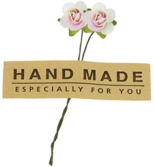 도나앤데코 선물포장 꽃데코 미니장미 72p + 사각핸드메이드 스티커 36p, 연핑크, 1세트