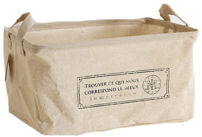 더자카 빈티지 패브릭바스켓 L, 아이보리, 1개