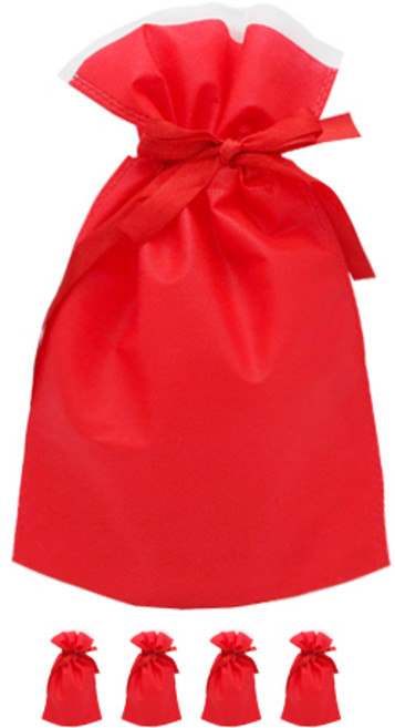 도나앤데코 더블리본 선물 복주머니 부직포백 대 36 X 53 cm, 레드, 5개입