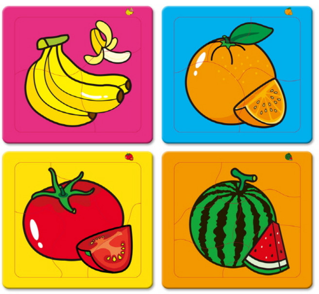 그린키즈 연두팡 인지 퍼즐 4p 세트 과일 채소, 1세트
