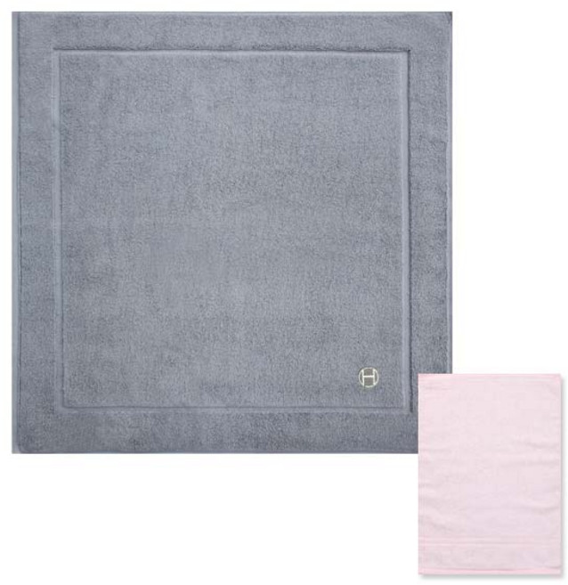 송월타월 호텔컬렉션 심포니 발매트 연회색 + 칼라행주 분홍, 혼합 색상