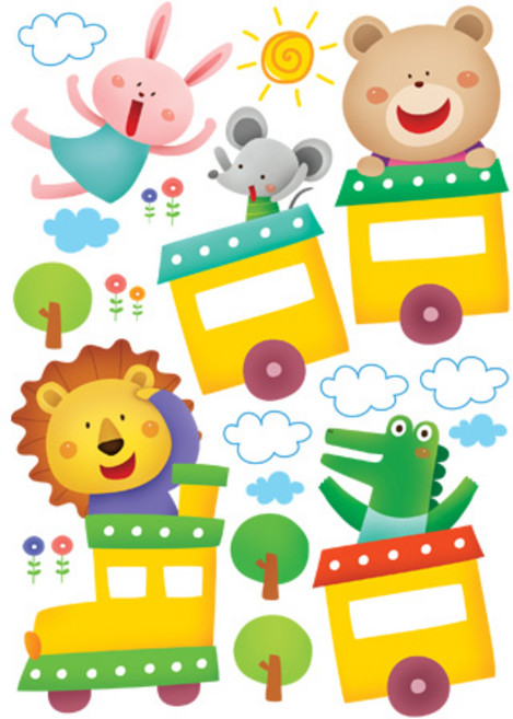 환타스틱스 데코 인테리어 기차여행 포인트스티커, 혼합색상, 48 x 67 cm