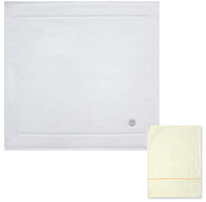 송월타월 호텔컬렉션 심포니 발매트 + 뱀부핸드타월 연노랑, 아이보리