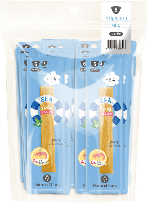 네츄럴코어 씨푸드 소프트 스틱 강아지간식, 새우, 9g, 20개