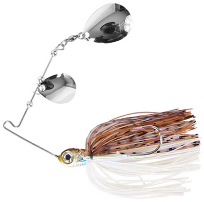 루어팩토리 스파이럴 DC 스피너베이트 스푼 플라이훅, 화이트 + 브라운, 10.6g, 1세트