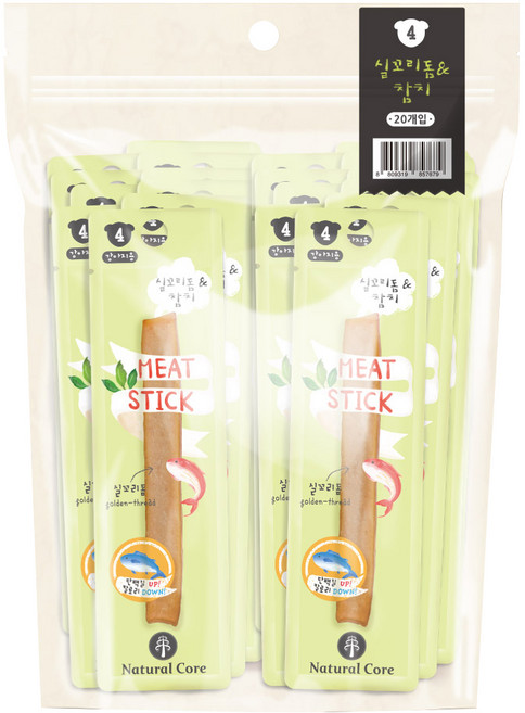 네츄럴코어 강아지 미트스틱, 혼합맛(실꼬리돔/참치), 7g, 20개