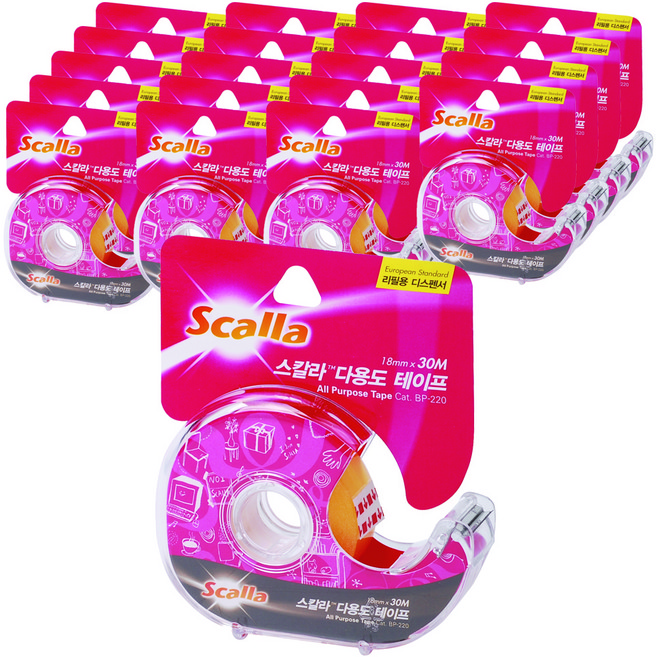 스칼라 다용도 테이프 양면 디스펜서 18mm x 30m, G1830DD, 20개입